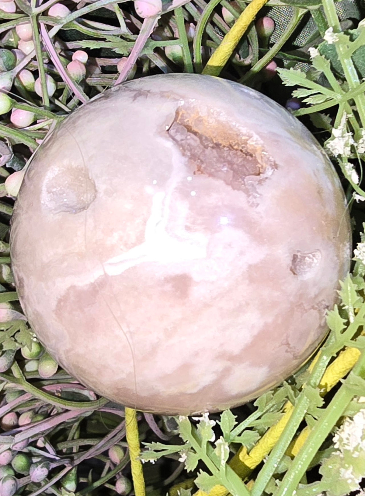 Pink Flower Agate Sphere