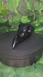 Black Obsidian Raven Skull